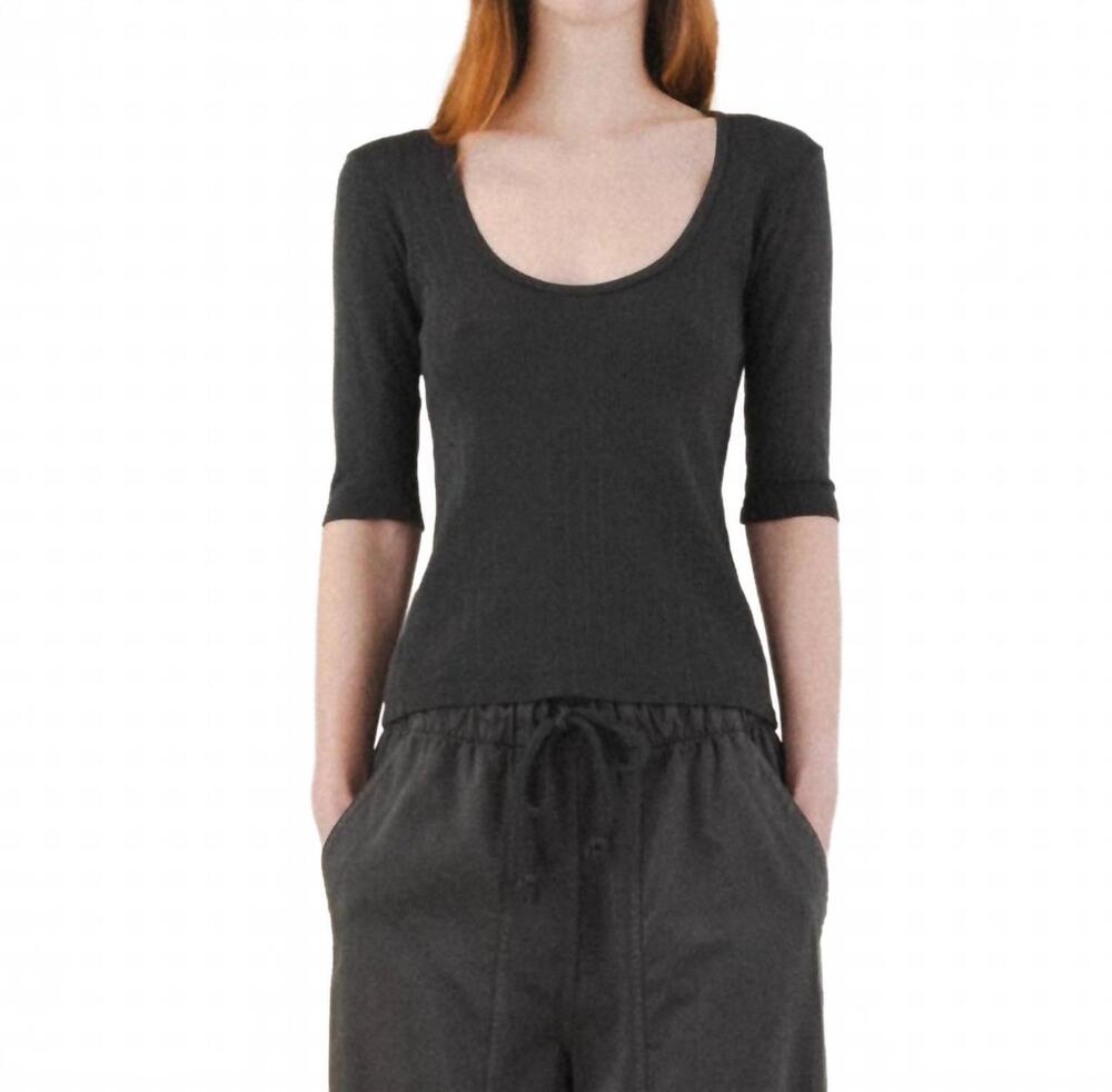 NEW PRAIRIE UNDERGROUND pointelle scoop top in graphite